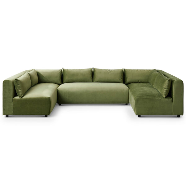 Langridge Olive Green Velvet Modular Corner Sectional Sofa