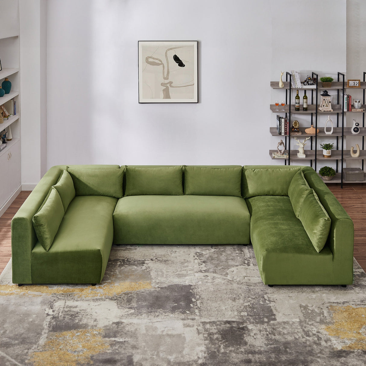 Langridge Olive Green Velvet Modular Corner Sectional Sofa from Ashcroft Furniture - Luna Furniture