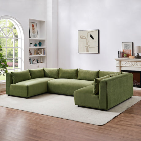 Langridge Olive Green Velvet Modular Corner Sectional Sofa from Ashcroft Furniture - Luna Furniture