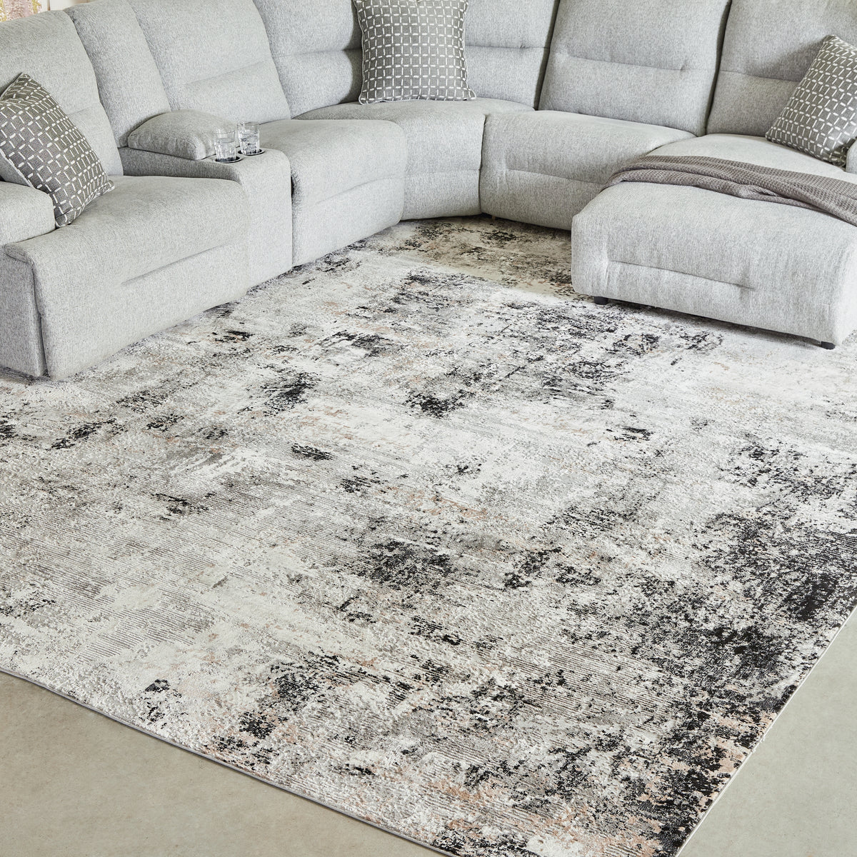 Ashley Langwell Black/Gray/White Extra Large Rug - Luna Furniture