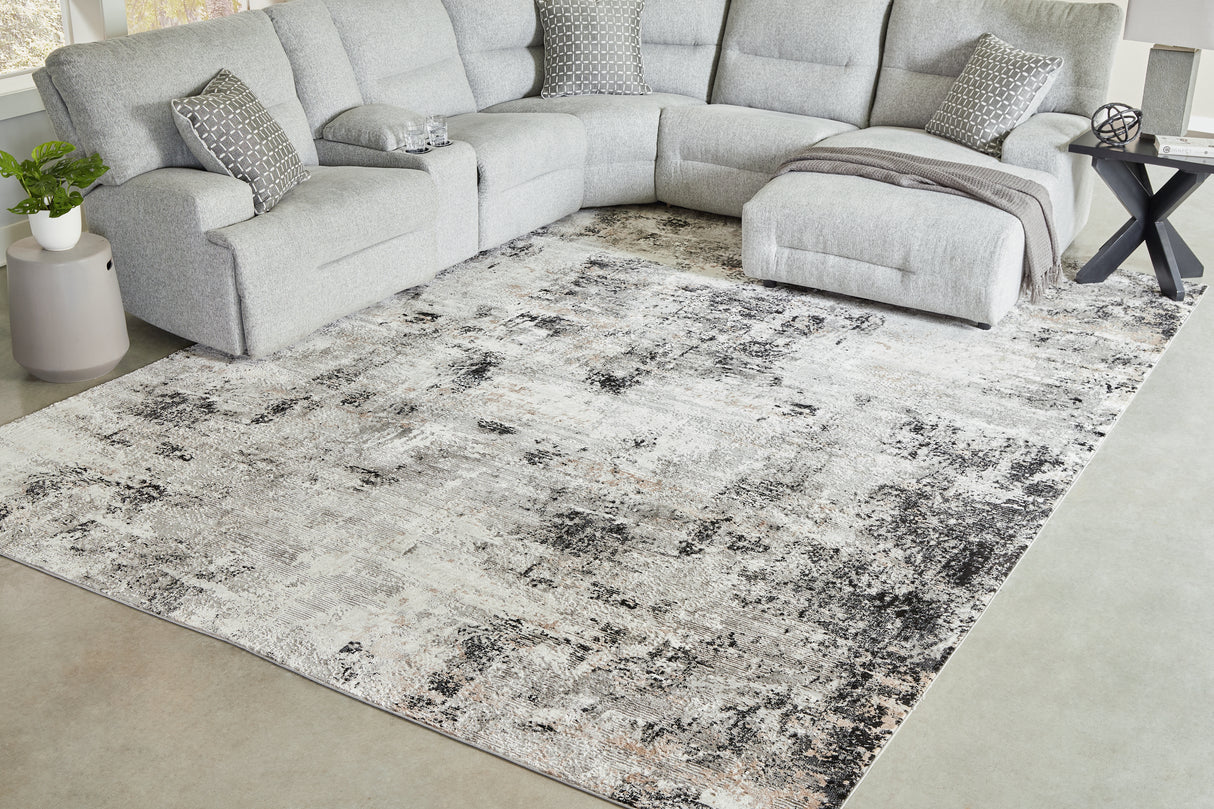 Langwell Black/Gray/White Extra Large Rug from Ashley - Luna Furniture