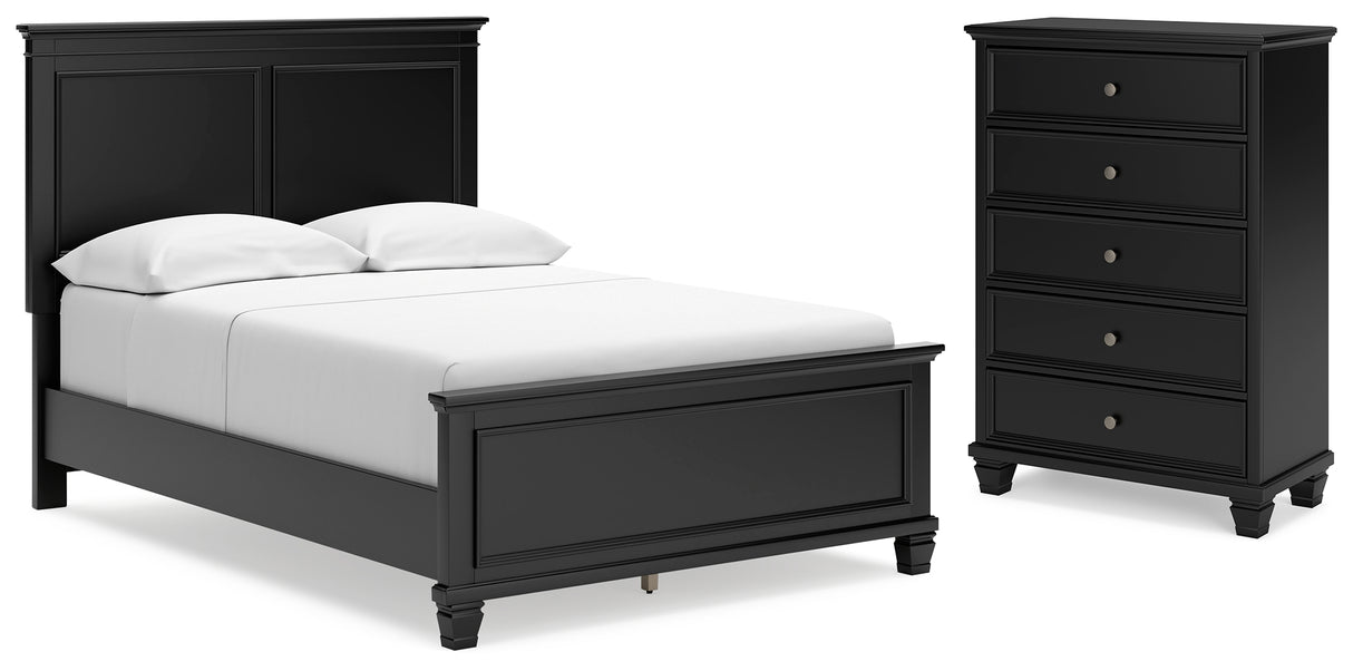 Lanolee Black Full Panel Bed and Chest from Ashley Furniture - Luna Furniture