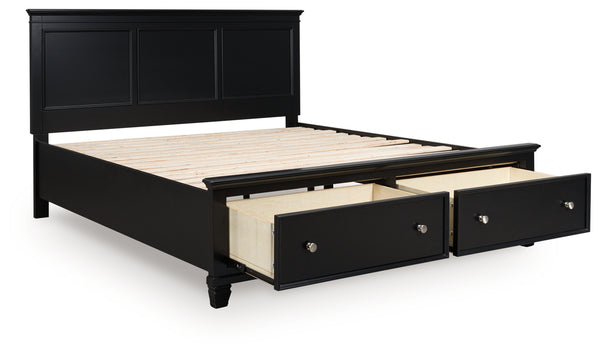 Lanolee Black King Panel Storage Bed