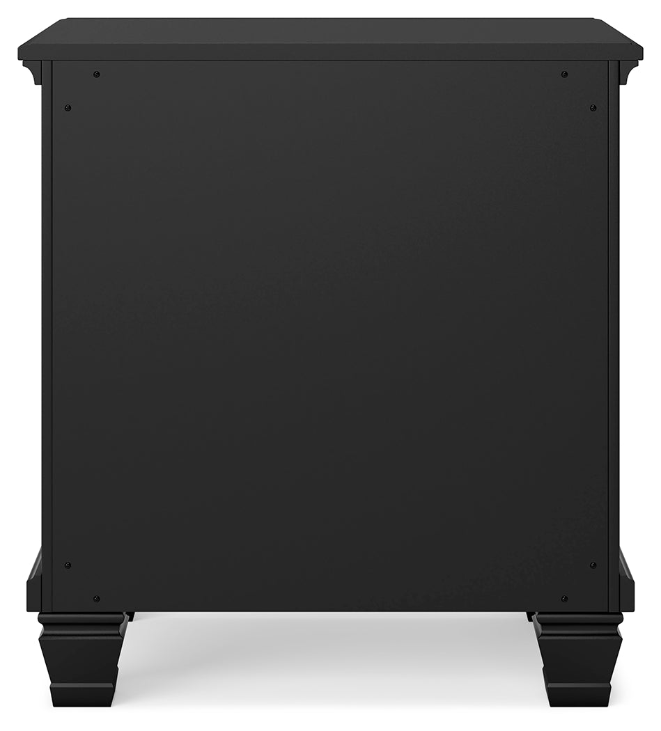 Lanolee California King Panel Bed with Mirrored Dresser, Chest and Nightstand in Black from Ashley - Luna Furniture