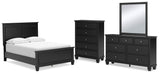 Lanolee Full Panel Bed with Mirrored Dresser and Chest in Black from Ashley - Luna Furniture