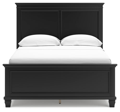 Lanolee Full Panel Bed with Mirrored Dresser and Chest in Black from Ashley - Luna Furniture