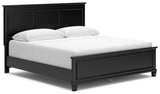 Lanolee King Panel Bed with Mirrored Dresser and 2 Nightstands in Black from Ashley - Luna Furniture