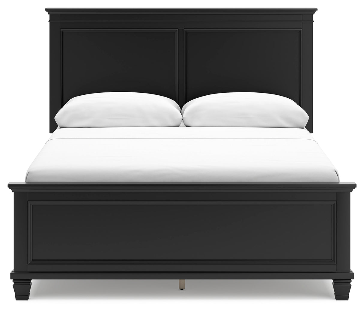 Lanolee Queen Panel Bed with Mirrored Dresser and Nightstand in Black from Ashley Furniture - Luna Furniture