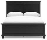 Lanolee Queen Panel Bed with Mirrored Dresser and Nightstand in Black from Ashley Furniture - Luna Furniture