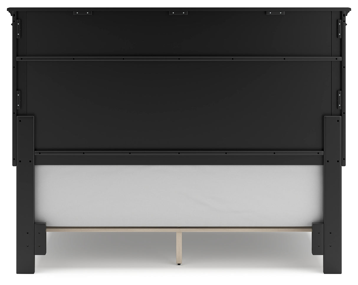 Lanolee Queen Panel Bed with Mirrored Dresser and Nightstand in Black from Ashley Furniture - Luna Furniture