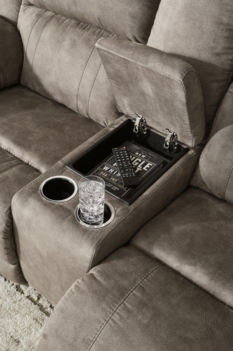Laresview Fossil Reclining Loveseat with Console from Ashley Furniture - Luna Furniture
