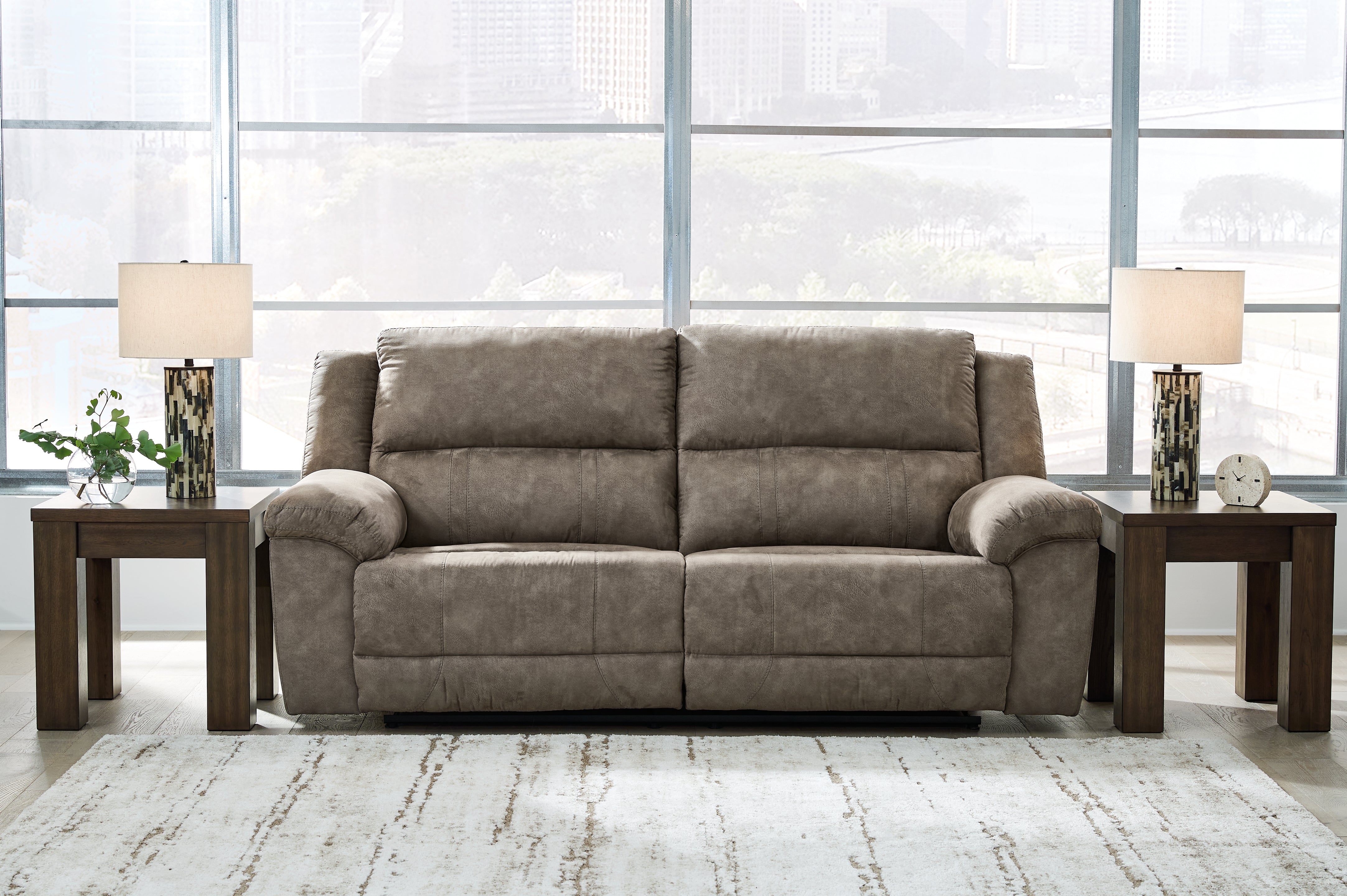 Ashley Laresview Fossil Reclining Sofa – Luna Furniture