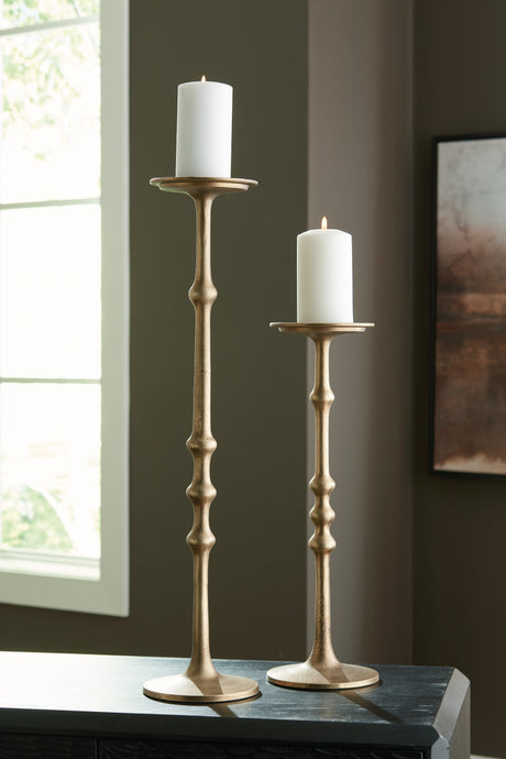 Larwick Antique Brass Finish Candle Holder from Ashley - Luna Furniture
