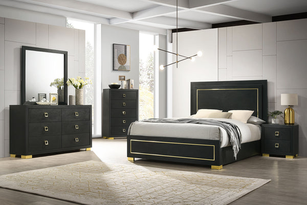 Latimer Black LED Queen Panel Bed