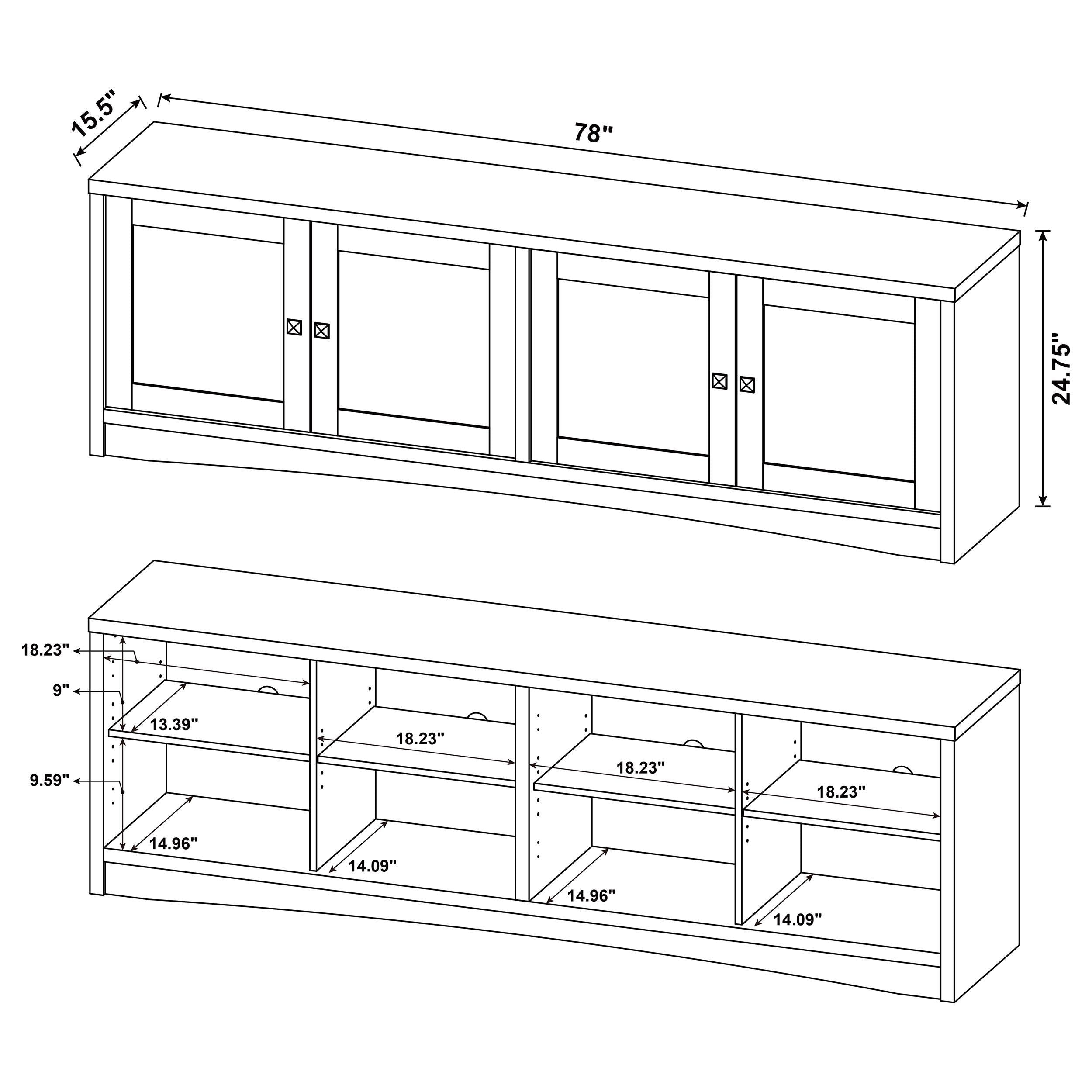 pine　4台 Laughlin Dark Pine 4-Door Engineered Wood 78