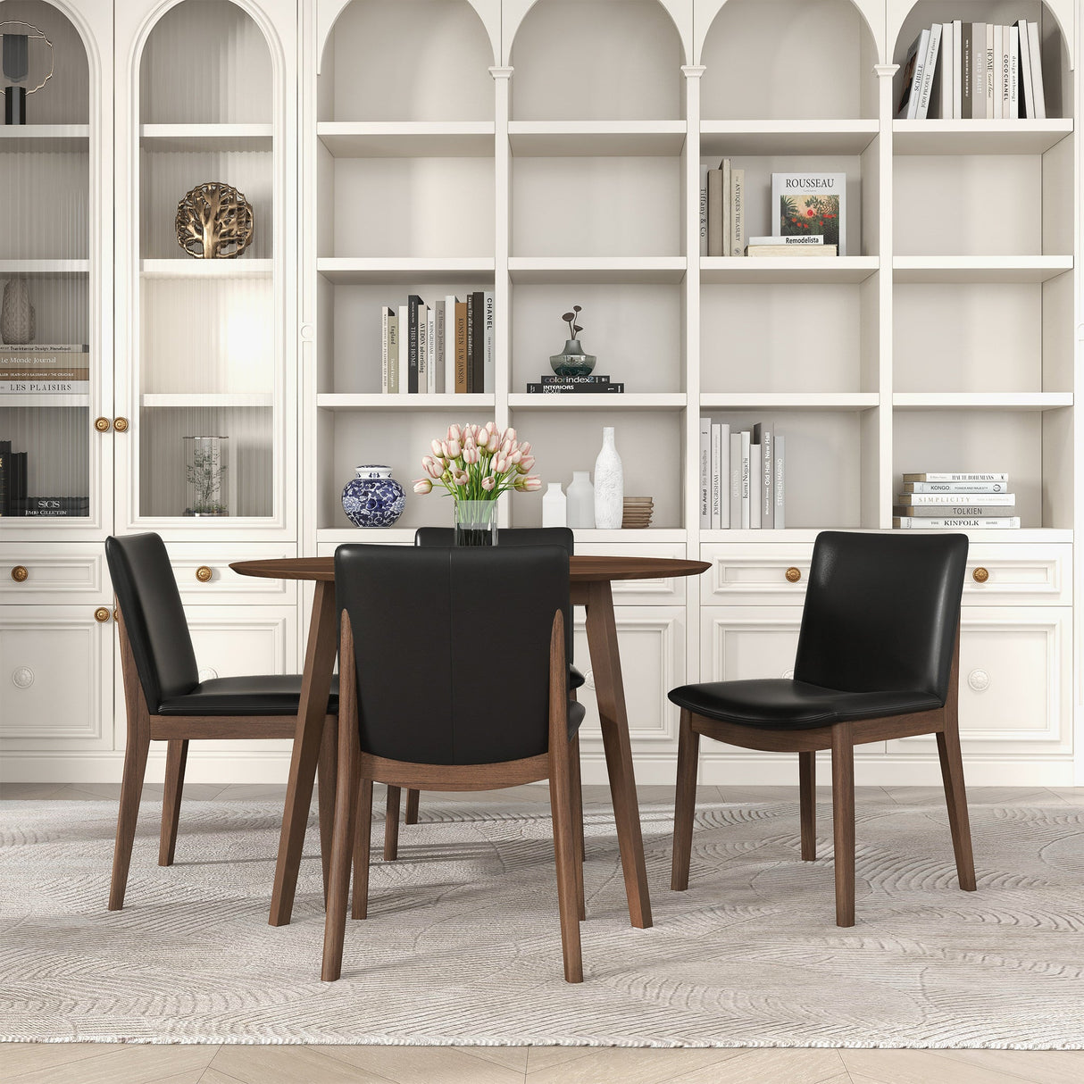 Laura Black PU Solid Wood Dining Chair (Set Of 2) from Ashcroft Furniture - Luna Furniture