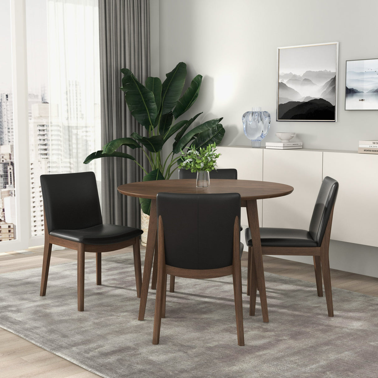 Laura Black PU Solid Wood Dining Chair (Set Of 2) from Ashcroft Furniture - Luna Furniture