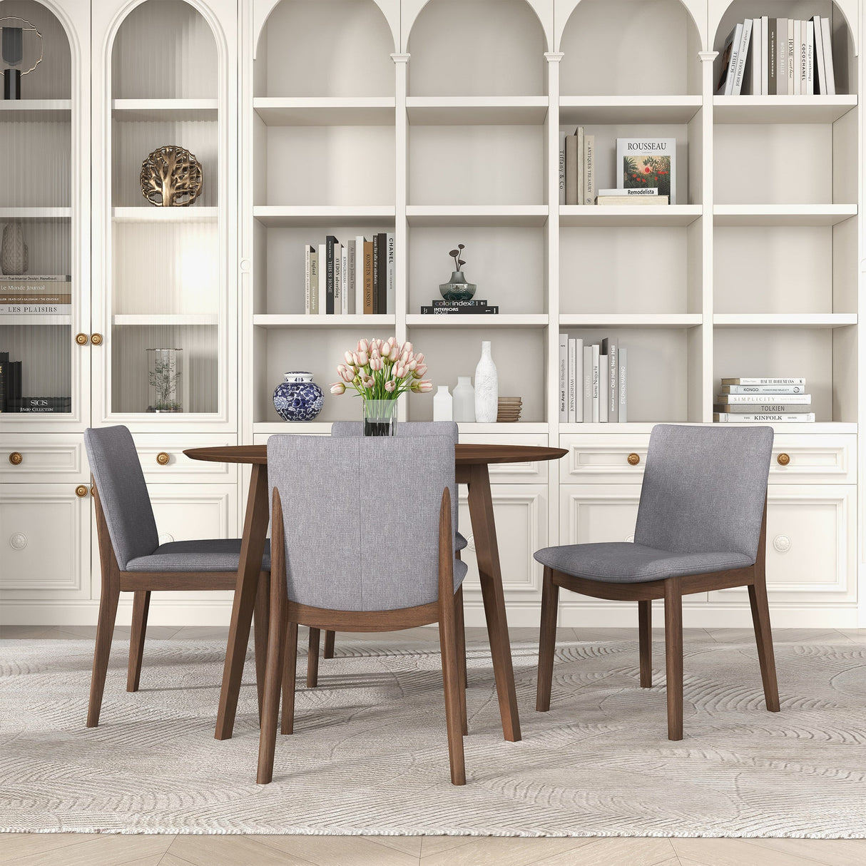Laura Light Gray Linen Solid Wood Dining Chair from Ashcroft Furniture - Luna Furniture