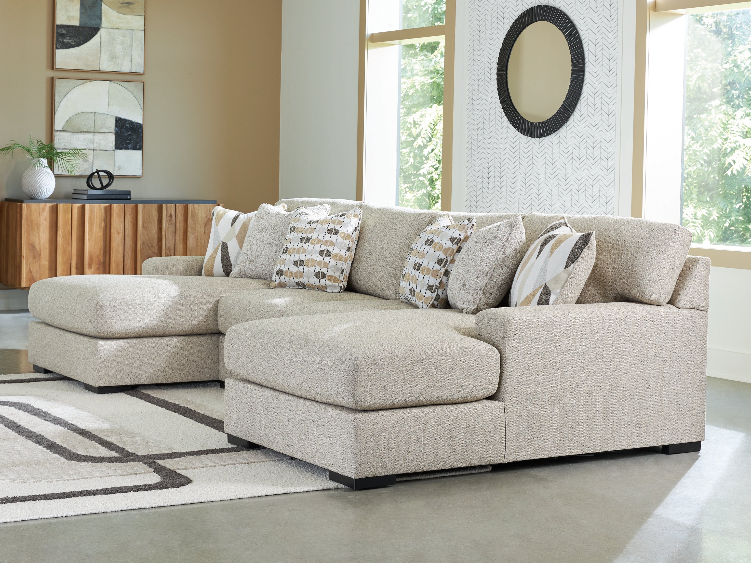 ambient lounge [サイズS]キルトベージュカバー Ashley Laurelgrove Pebble 3-Piece Double Chaise Sectional – Luna