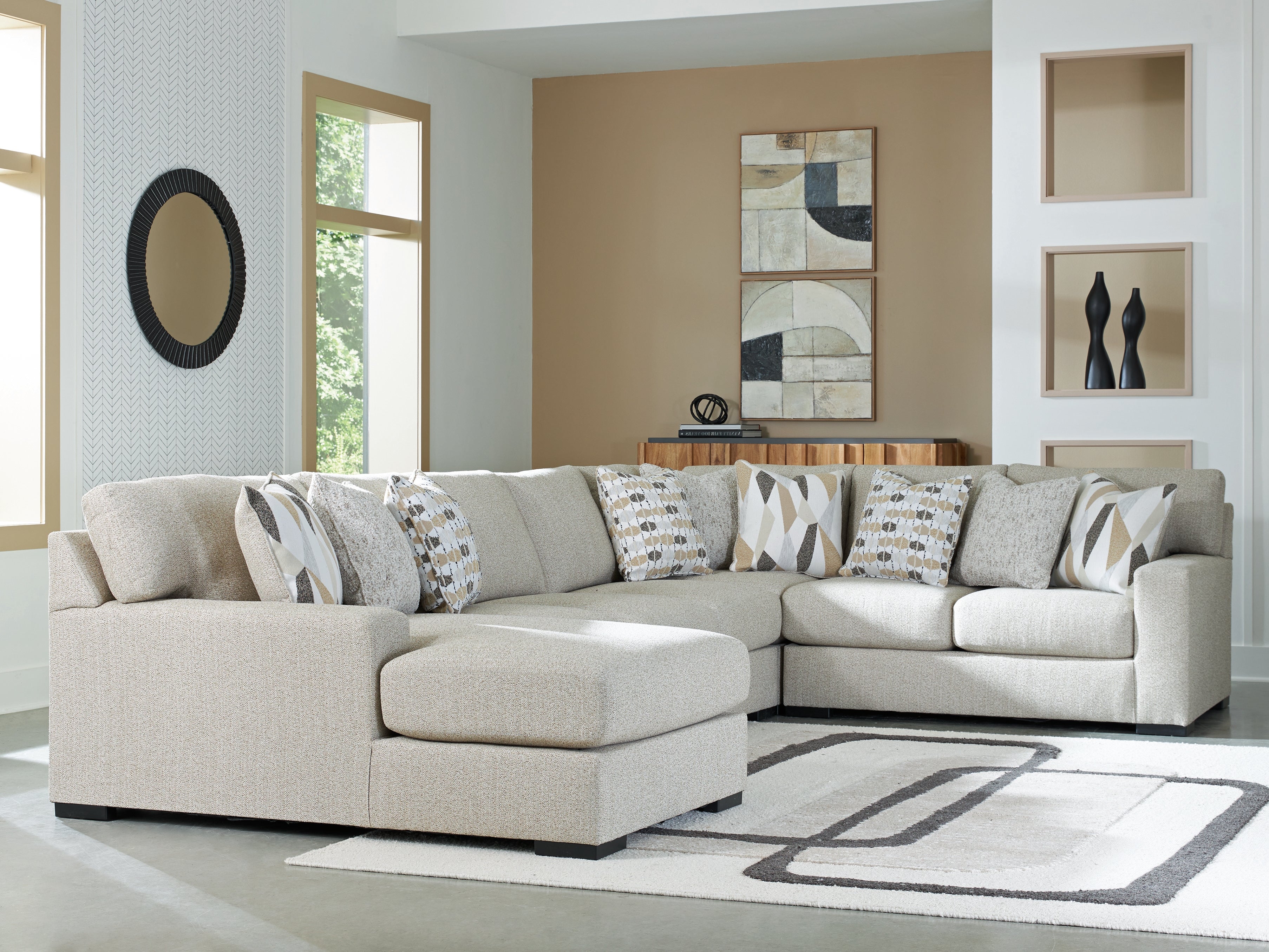 Ashley Laurelgrove Pebble 5-Piece LAF Chaise Sectional – Luna