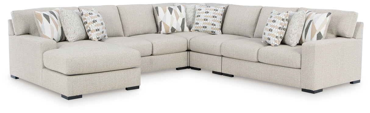 Laurelgrove Pebble 5-Piece LAF Chaise Sectional from Ashley - Luna Furniture
