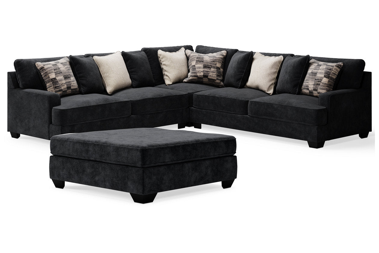 Lavernett Charcoal 3-Piece Sectional and Oversized Ottoman from Ashley - Luna Furniture