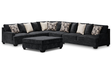 Lavernett Charcoal 4-Piece Sectional with Ottoman from Ashley - Luna Furniture
