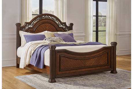 Lavinton Brown California King Poster Bed from Ashley - Luna Furniture
