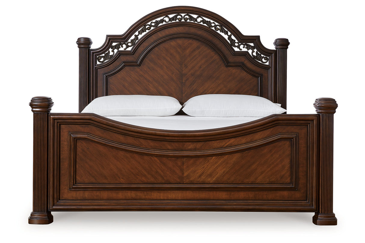 Lavinton Brown California King Poster Bed from Ashley - Luna Furniture