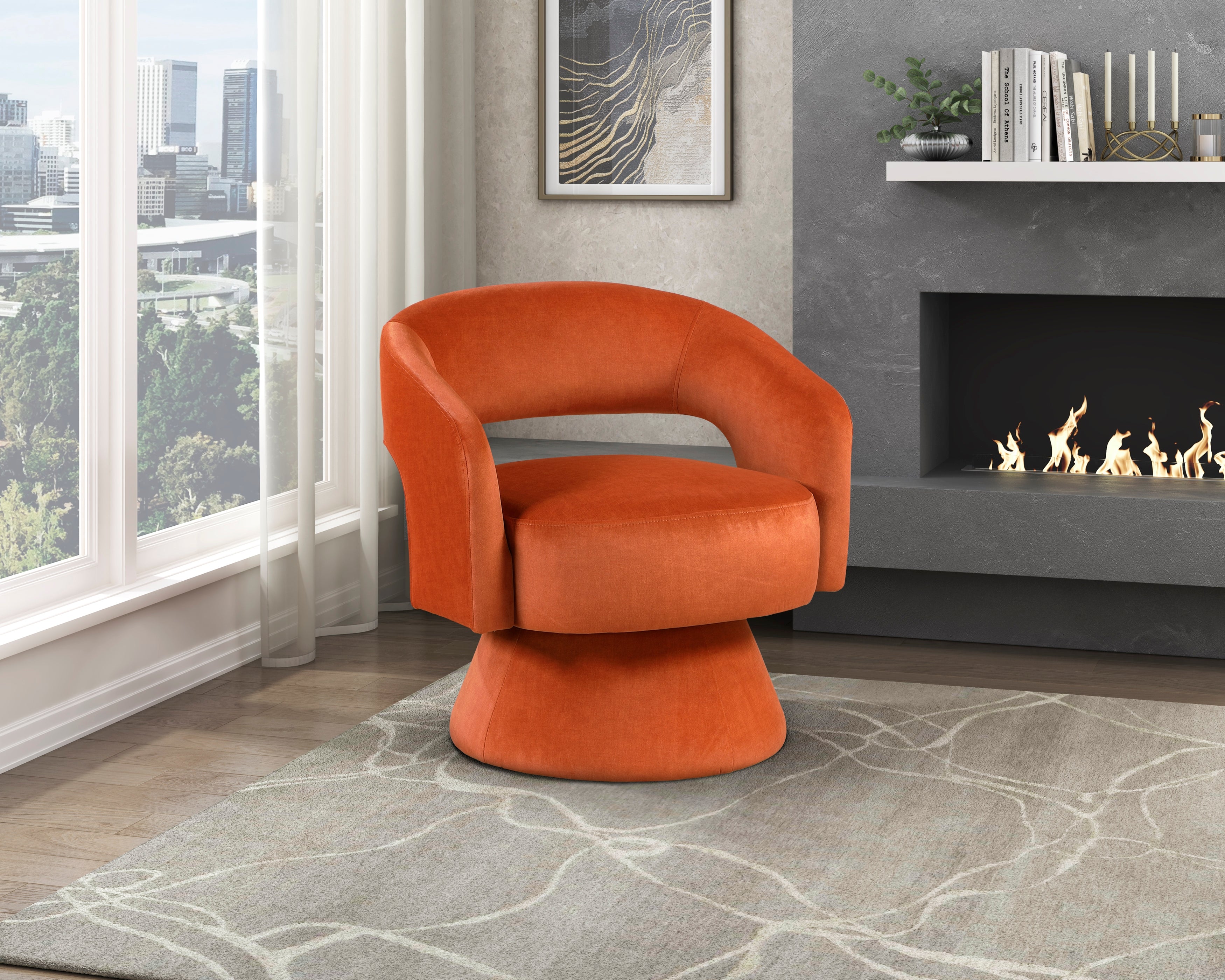 Homelegance Lavon Orange Swivel Chair – 360-Degree Swivel | Luna