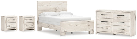 Lawroy Full Panel Bed with Dresser and 2 Nightstands in Light Natural from Ashley - Luna Furniture
