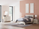 Lawroy Full Panel Bed with Mirrored Dresser and Nightstand in Light Natural from Ashley - Luna Furniture