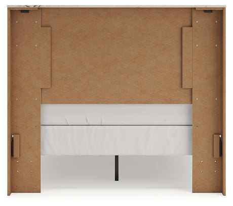Lawroy Full Panel Headboard with Mirrored Dresser, Chest and 2 Nightstands in Light Natural from Ashley - Luna Furniture