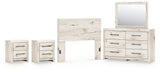 Lawroy Full Panel Headboard with Mirrored Dresser and 2 Nightstands in Light Natural from Ashley - Luna Furniture