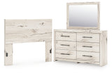 Lawroy Full Panel Headboard with Mirrored Dresser in Light Natural from Ashley - Luna Furniture