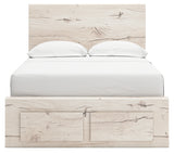 Lawroy Full Panel Storage Bed with Mirrored Dresser and Chest in Light Natural from Ashley - Luna Furniture