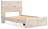 Lawroy Full Panel Storage Bed with Mirrored Dresser and Chest in Light Natural from Ashley - Luna Furniture