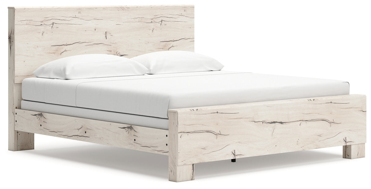 Lawroy King Panel Bed with 2 Nightstands in Light Natural from Ashley - Luna Furniture