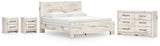 Lawroy King Panel Bed with Dresser and 2 Nightstands in Light Natural from Ashley - Luna Furniture