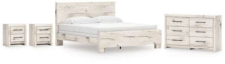 Lawroy King Panel Bed with Dresser and 2 Nightstands in Light Natural from Ashley - Luna Furniture