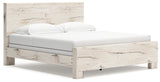 Lawroy King Panel Bed with Mirrored Dresser, Chest and 2 Nightstands in Light Natural from Ashley - Luna Furniture