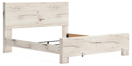 Lawroy King Panel Bed with Mirrored Dresser and Chest in Light Natural from Ashley - Luna Furniture