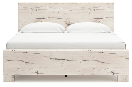 Lawroy King Panel Bed with Mirrored Dresser and Nightstand in Light Natural from Ashley - Luna Furniture