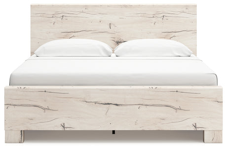 Lawroy King Panel Bed with Mirrored Dresser and Nightstand in Light Natural from Ashley - Luna Furniture