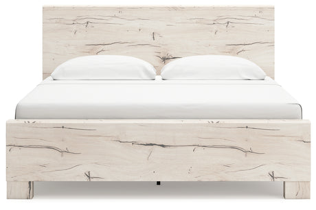 Lawroy King Panel Bed with Mirrored Dresser in Light Natural from Ashley - Luna Furniture
