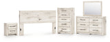 Lawroy King Panel Headboard with Mirrored Dresser, Chest and Nightstand in Light Natural from Ashley - Luna Furniture
