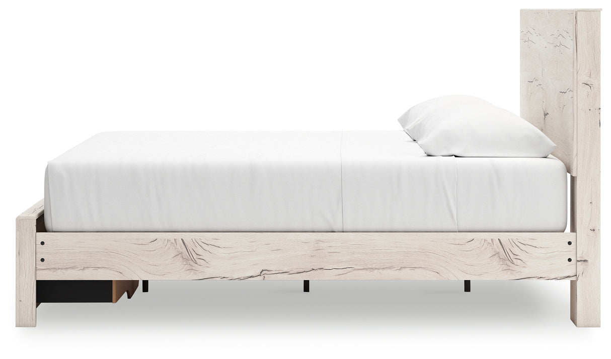 Lawroy King Panel Storage Bed with Mirrored Dresser, Chest and 2 Nightstands in Light Natural from Ashley - Luna Furniture
