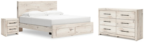 Lawroy Light Natural King Storage Bed, Dresser and Nightstand from Ashley - Luna Furniture