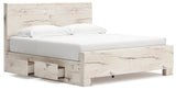 Lawroy Light Natural King Storage Platform Bed with 2 Drawers from Ashley - Luna Furniture