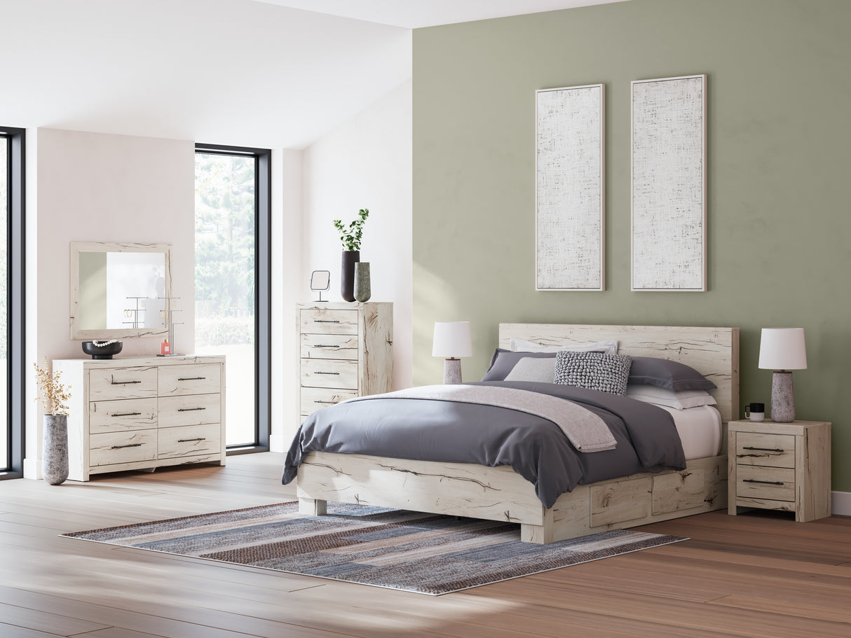 Lawroy Light Natural King Storage Platform Bed with 2 Drawers from Ashley - Luna Furniture